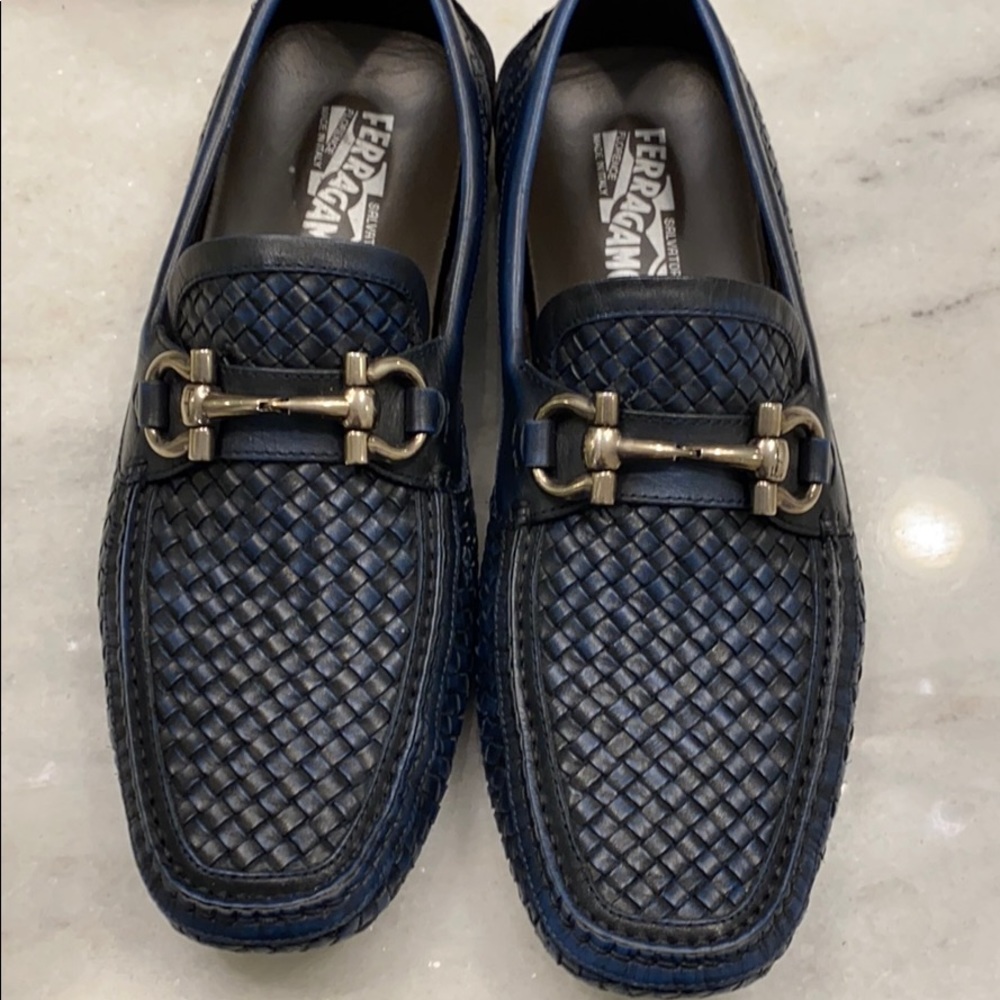 Ferragamo dark blue tweed drivers